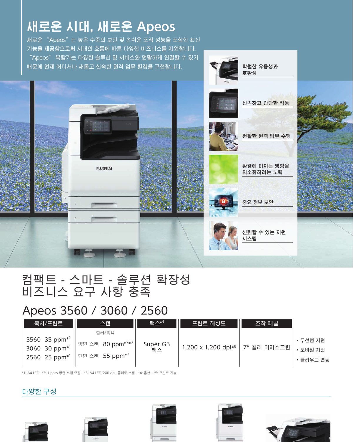 Apeos 3560 A3 흑백 복합기 35매 상세 정보